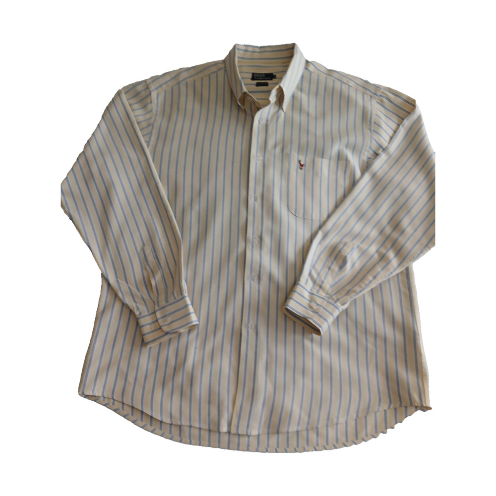 Polo Ralph Lauren Casual Shirt Men's Size XL Yellow Long Sleeve Striped Vintage